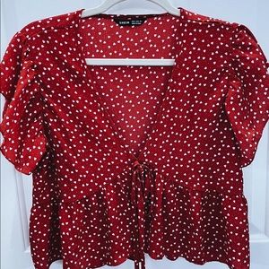 red and white shein crop top